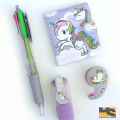 Cute Unicorn diary set with highlighter Tape and 3 in 1 Ball Point Pen A complete Gift stationery set school| Cute stationary items for girls. 