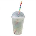 Straw Cup With Lid Color Change Coffee Cup Reusable Plastic Tumbler Drinks Mug Kitchen Dining Bar Drinkware. 