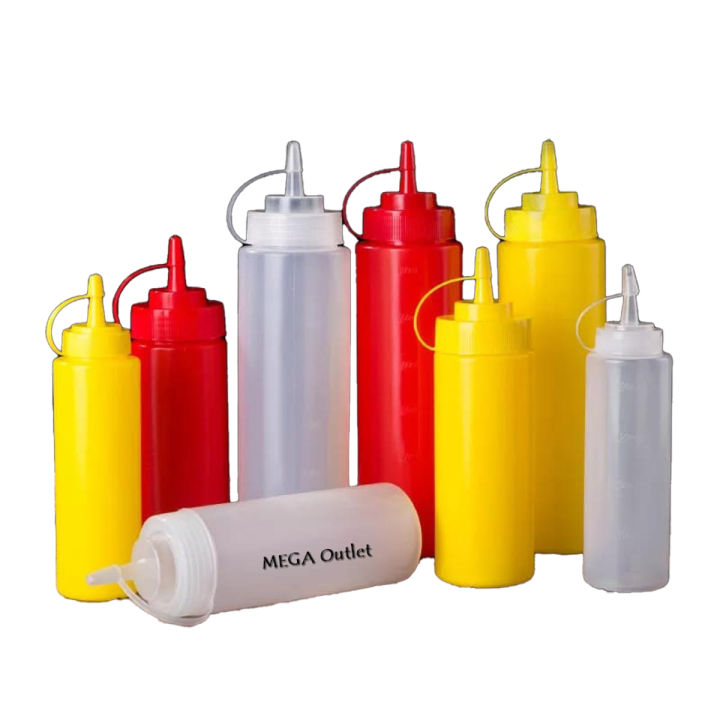 Pack of 3 Squeeze Bottles for Ketchup Condiments and Sauces Food Grade ...