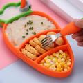 【Happier】 Baby Dinner Bowls Set Children's Plate Dividing Tableware Baby Goods Food Grade Silicone Spoon Fork Tableware For Kids. 