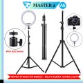 Aluminium 7 Feet Tripod Stand For Ring Light, Mobile Phones & DSLR Cameras - 360 Rotatable Portable & Adjustable 7 Ft Long Tripod With Mobile Holder & Ball Head - Best Use For Videography, Photography, Tiktok, Youtube, Studio Lighting, Equipment - Black. 