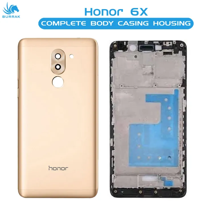 Honor%206x%20Housing%20Middle%20Frame%20With%20Side%20Button%20and%20Camera%20Lens%20Complete%20Body%20Casing%20Replacement%20For%206x%20-%20Golden%20-%20Image%202
