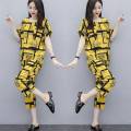 2pcs/set Women Casual Suit short-sleeved Top Long Pants Summer Fashion Wear Ladies Clothing. 