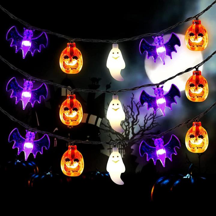 Halloween String Lights, Halloween Decorations Indoor Outdoor Led Lights, Pumpkin Bat Ghost String Lights Decor