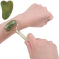 Jade & Derma Roller Gua Sha Board Massager 3 In 1 Facial Tool Set. 