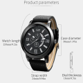 SOKI New Men's Business Alloy 4 pcs Jewelry Set Casual Leather Strap Number Date Quartz Wristwatch Fashion Watch. 