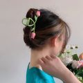 Large Pink Tulip Claw Clip Flower Hair Claw Clip Girl Elegant Hair Clips Headband Hairpin Hair Crab Hair Accessories Bath Clip. 