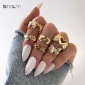 Sindlan Gothic Silver Color Grimace Finger Rings Set for Women Punk Stranger Things Grunge Butterfly Female Emo Jewelry Anillos. 