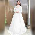 Long stylish maxi with dupatta and trouser - big double flair lace maxi - stitched 3 pecs - women dresses - party wear -. 