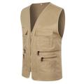 Men Zipper Casual Multi Pocket Sleeveless Jacket Coat British Suit Vest Blouse. 