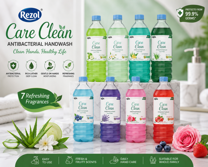 Rezol Care Clean Antibacterial Liquid Hand Wash 1.4L – Moisturizing Liquid Soap with Long-Lasting Fragrance for Homes, Offices, Schools & Commercial Use
