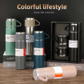 Gift Set 500ml Travel Water Bottles with 3 Mugs | Hot & Cold Thermos Flask Vacuum Insulation upto 8 hours | Stainless Steel Cups. 