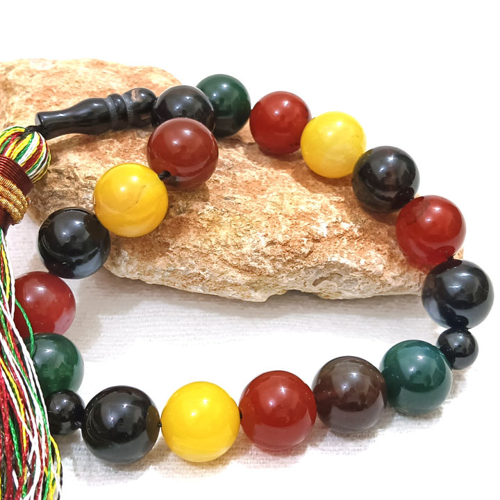 Multi%20Color%20Aqeeq%20Stone%20Tasbeeh%2017%20Beads%20(Size%2014MM)%20%7C%20tasbih%20e%20umm%20ul%20baneen%20-%20Fancy%20tasbi%20for%20Men%20and%20women%20(Agates)%20muslim%20Agate%20zikr%20prayer%20Tasbeeh%20-%20handmade%20Rosary%2014mm%20tasbi%20counter%20Stress%20Relaxation%20-%20Image%207
