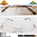 Optical Three Piece Glasses  +3.00 Eye Sight Reading Glasses - Rimless Frame - With Case. 