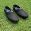 Importia Sack Textured Jet Black Synthetic Leather Loafer Shoes. 