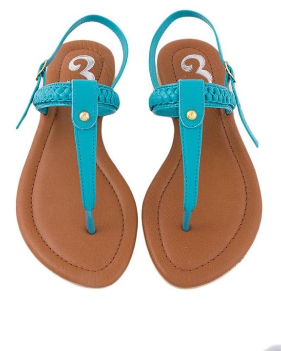 Turquoise%20Faux%20Leather%20Braided%20T-Strap%20Sandals%20-%20Image%205
