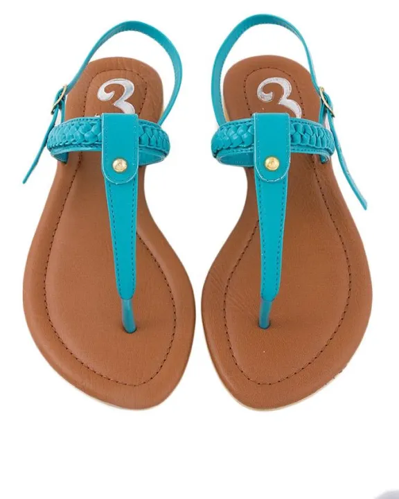 Turquoise%20Faux%20Leather%20Braided%20T-Strap%20Sandals%20-%20Image%205