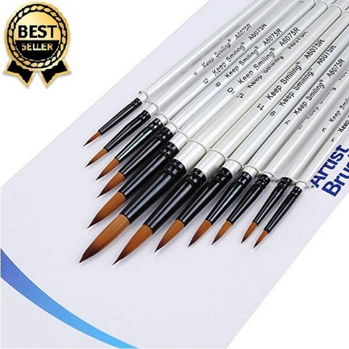 12 Pieces Professional Fine Tip Paint Brush Set Round Pointed Tip Nylon Hair Artist Acrylic Brush for Acrylic Watercolor Oil Painting