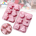 ABH Christmas Series Baking Stencil 6 Cells Soft Silicone Cartoon Xmas Patterns Casting Die DIY Craft Pan for Soap Chocolate. 