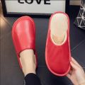 Black Hawk: Premium Quality Leather Autumn and Winter Household Slippers Home Indoor Thick Bottom Non-slip Waterproof Warm Home Slippers, House Slipper For Men and Women. 