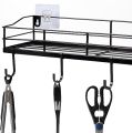 "Organize Your Bathroom: Wall-Mounted Storage Shelf/Rack with Iron Hooks". 