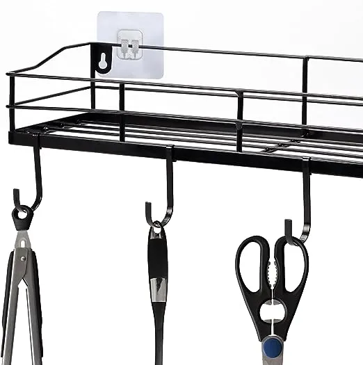 "Organize%20Your%20Bathroom:%20Wall-Mounted%20Storage%20Shelf/Rack%20with%20Iron%20Hooks"%20-%20Image%206