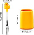 Fruit Fork 6 Stainless Steel Cake Forks Small Duck with Jar Choices for Cakes with Cute Animals for Afternoon Tea Dessert Tableware. 