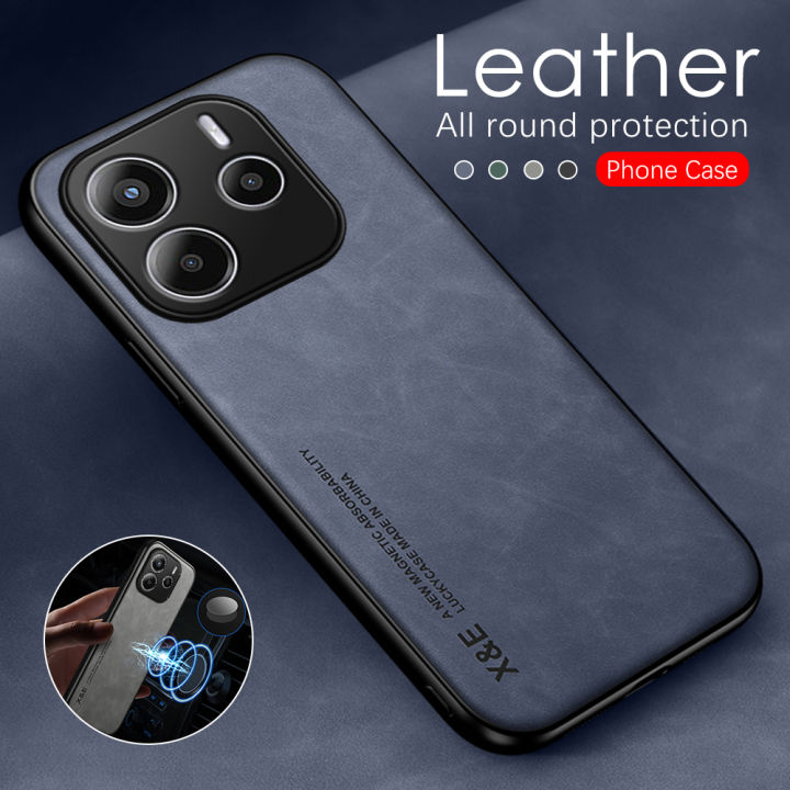 For Xiaomi Redmi Note 14 5G Soft Skin Feel Magnetic Phone Back Cover for 6.67 inches xiaomi redmi note 14 MI NOTE 14 5G Drop Resistant Luxury Leather Protective Cover