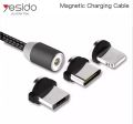 Yesido 3in1 Mobile Phone Charging 2.4A Micro Type-C USB Cable line Magnetic Cable for iPhone. (Black Gray). 