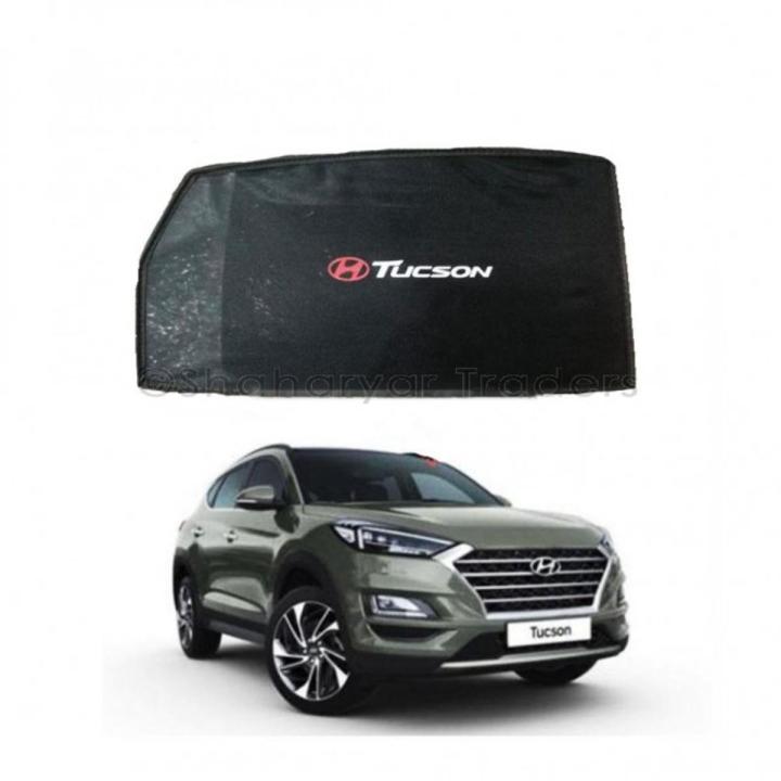 Hyundai Tucson Sun Shades Car Windows Curtains Tucson Logo On 4 pieces, Foldable, Jet Black