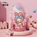 690ml Sanrio Large Capacity Water Bottle Cinnamoroll Kuromi My Melody Portable Straw Water Cup for Outdoor Sports Fitness. 