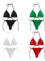 Sexy Women's Swimwear 2PCS Bikini Set with Bra Tie Side G-String Thong Triangle Beach Swimsuit for Summer Bathing Suit for Swimming. 