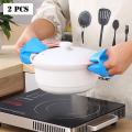 PACK OF 2 / Pair Silicone Heat Resistant Gloves Clips Insulation Non Stick Anti-slip Pot Bowel Holder Clip Cooking Baking Oven Mitts. 