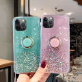 Casinglee for iPhone 12 Pro Max case Shiny Ring Glitter Soft Transparent Holder Stand Back cover with String for Apple iPhone 12 Pro Max cases cover Stars Moon Girls. 