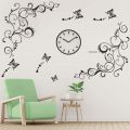 WallsArt Store Flowers Vine Wall Decals Black Flowers Wall Stickers Butterfly Wall Decor Removable Vinyl DIY Home Wall Art Stickers for Bedroom Living Room TV Wall Decoration. 