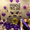 Bride to Be Decoration Set Purple & White Theme Bridal Shower Decoration Full Set Foil Balloons , Sash , Latex Balloons. 