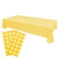 2 Pack Yellow and White Gingham Pattern Yellow and White Gingham Tablecloth 54 X 108 Inches Rectangle Desktop Decoration Plastics Waterproof & Wrinkle Checkered Background Disposable Plastic Tablecloth For Birthday Party. 