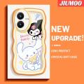 JIUMOO For VIVO Y22 Y22s Case Cartoon Kuromi Sanrio Family Colorful Lovely Cream Wave Border Soft Clear Shockproof Phone Cases Creative Camera Transparent Casing Simple Silicone Protective Cover. 
