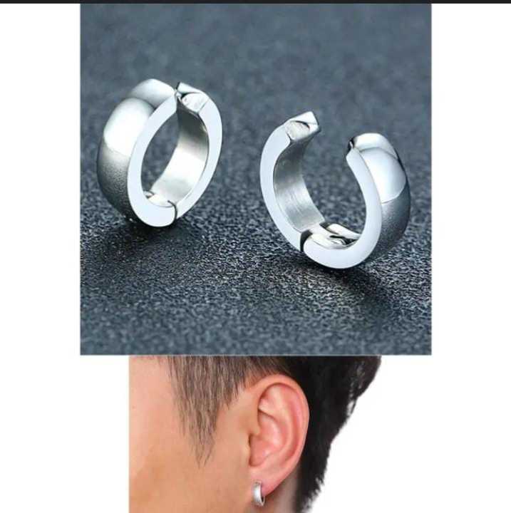 Earring for boys, men, and girls stainless steel Good Quality Ear clip earrings for boys and men Silver color earrings.