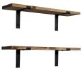 Decorative Rustic Shelves Rustic Hanging Rack Floating Metal Wood Wall Mounted Shelf with L Brackets Set of 2 For Storage. 