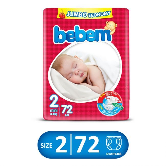 Bebem Jumbo Mini (Size-2, 72 Pieces, 3-6Kg)