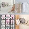 3 In 1 Wall Mounted Slipper Rack Folding Spacesaving Shoe Rack Multi-functional Unique Slipper Rack Organizer And Towel Shelf. 