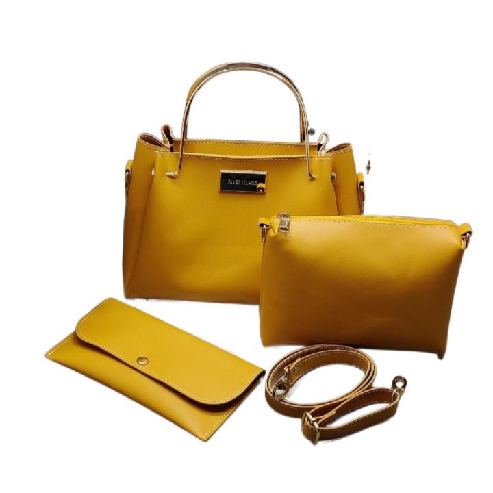 River island collection Elegant 3-Piece Women's Handbag Set: Luxurious PU Leather/Leather Blend