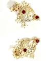 Artificial Gold-Plated White Pearl Mala with Artificial stones, a whole set including earrings with artificial stones and gold plating. 