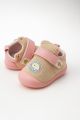Soft Sole Baby Walker Shoes for Girls | Anti-Slip Toddler First Step Footwear | Cute Polar Bear Design | Pink & Beige Casual Infant Jutti/Sandal | Velcro Closure. 