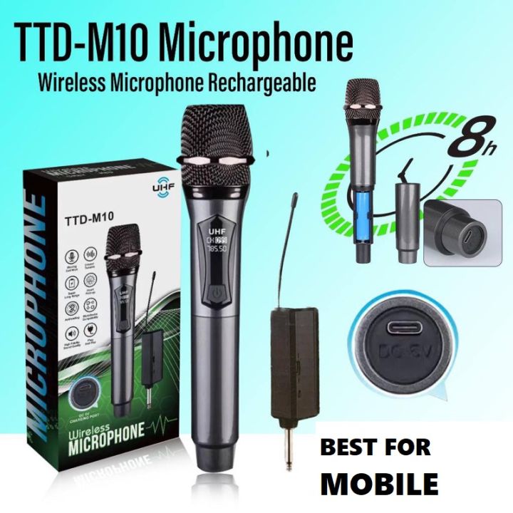 Universal Handheld Rechargeable Wireless Microphone best for mobile and DSLR