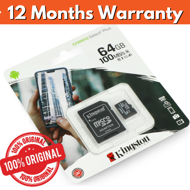 64GB Kingston Canvas Select SD Card - High-Speed Memory with 1 Year Warranty