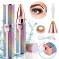 2in1 Eye Brow Trimmer And Facial Hair Remover Chargeable With USB Charging Cable And Cleaning Brush | Shaver for Ladies. 