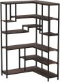 Vintage-Inspired 6-Shelf Corner Bookshelf | Large Modern Corner Bookcase | Living Room Furniture. 