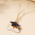 Gift 2024 Creative Necklace Flowers Graduation Cap Pendant Clavicle Chain New Commemorate Jewelry Accessories Student. 